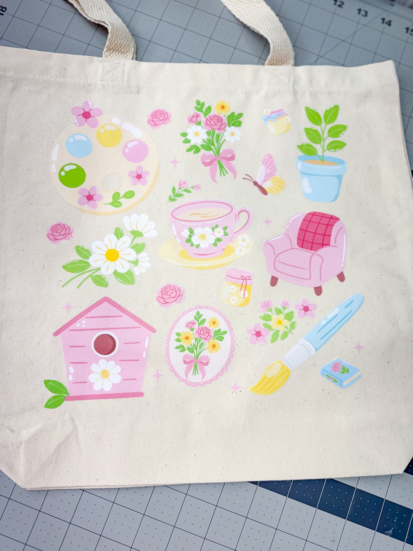 Whimsical Painting Canvas Tote Bag