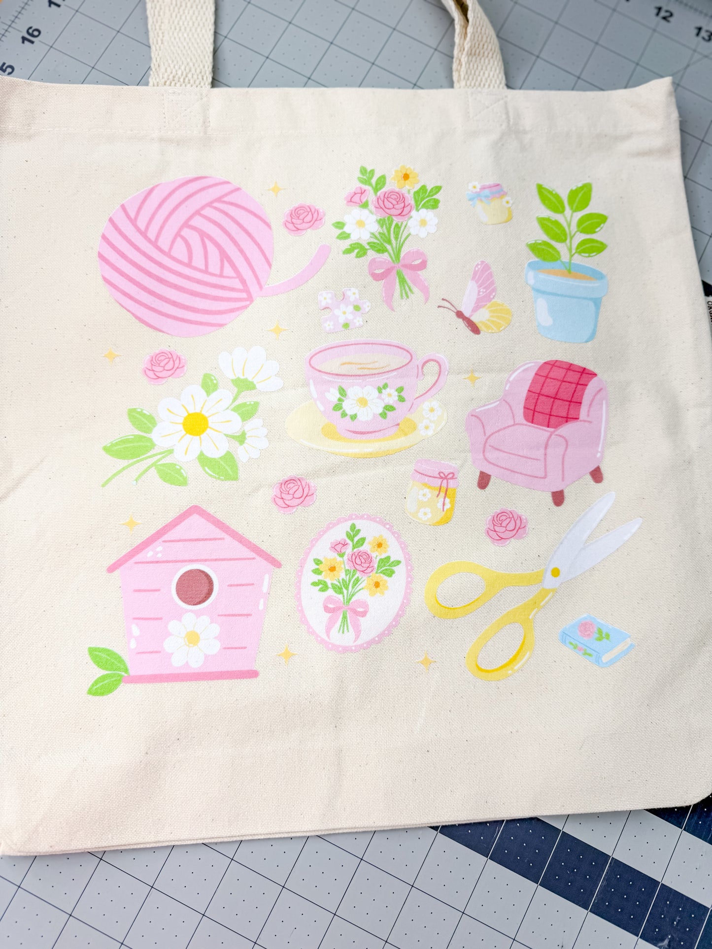 Whimsical Yarn Canvas Tote Bag