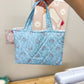 Quilted Book Sleeve with Handles Blue Floral