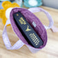 Quilted Book Sleeve w/Handles Ditsy Purple