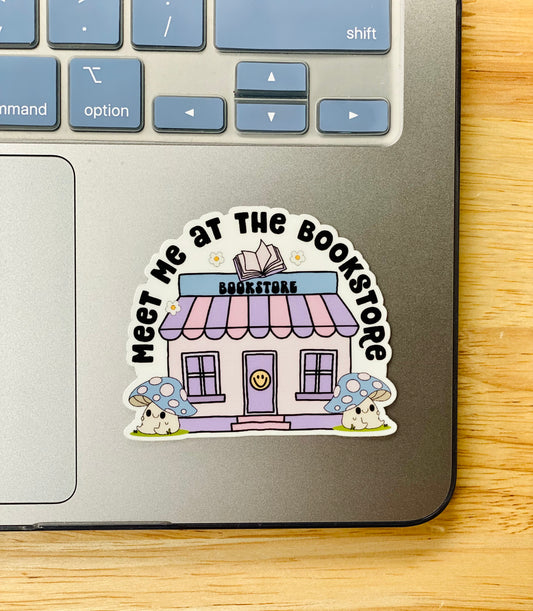 Meet Me At The Bookstore Sticker, Library Sticker, Cute Reading Sticker