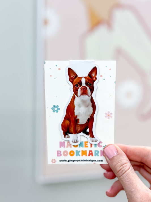 Red Boston Terrier Magnetic Bookmark