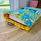 Large Book Sleeve with Pockets, Blue Daisy Book Cover with Closure, Padded iPad Cover