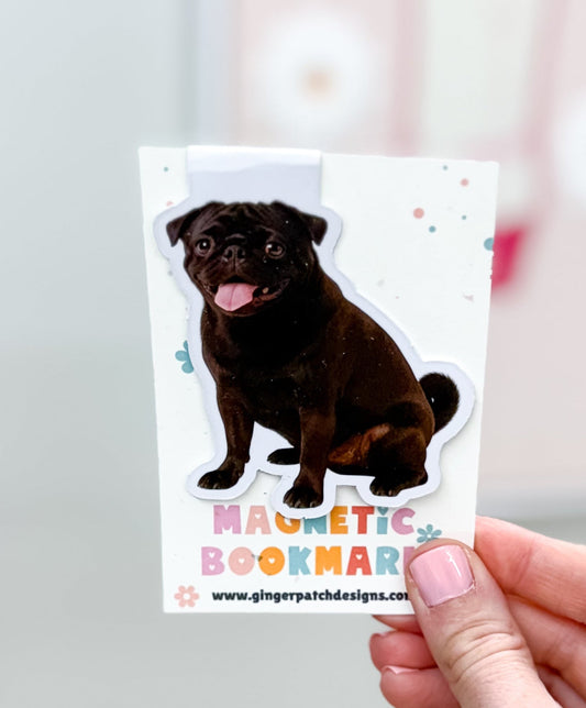 Black Pug Dog Magnetic Bookmark