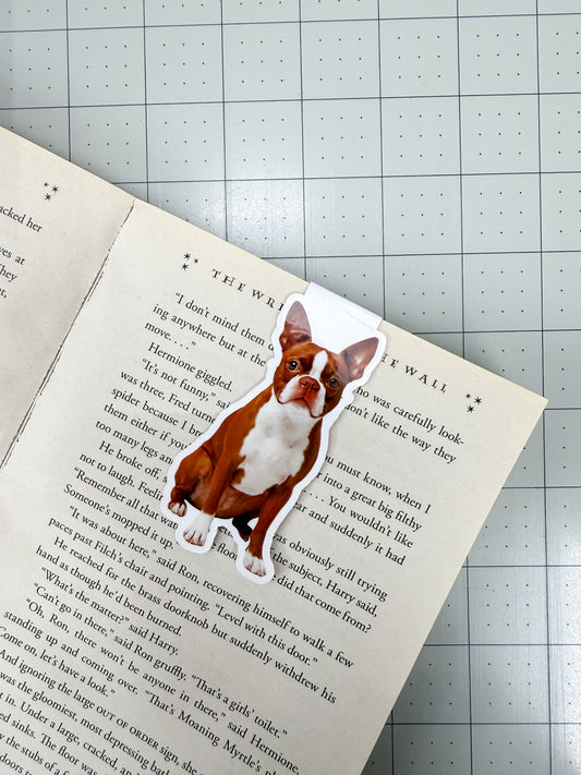 Red Boston Terrier Magnetic Bookmark