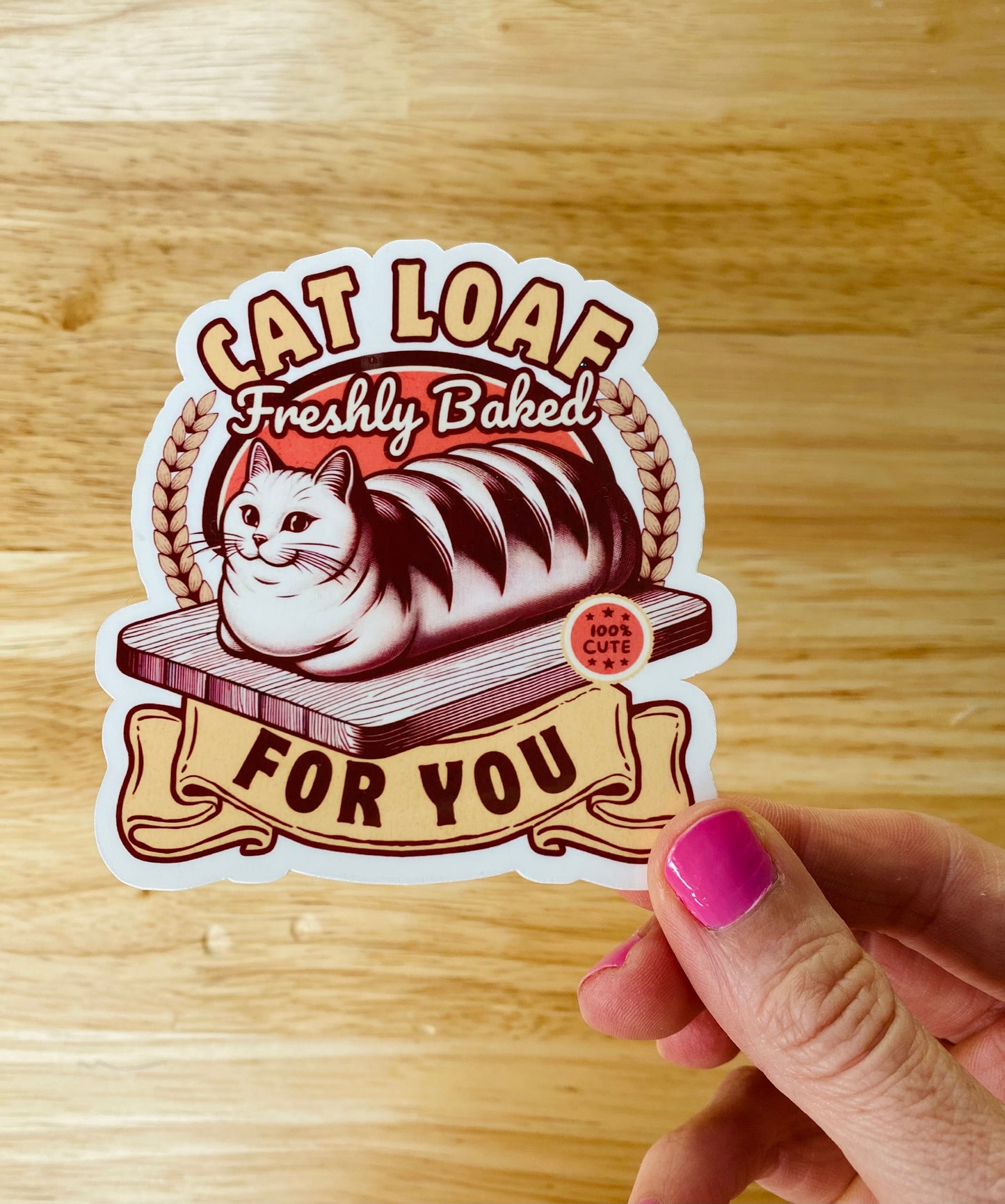 Freshly Baked Cat Loaf Sticker, Chubby Cat Stickers, Kitty Sticker