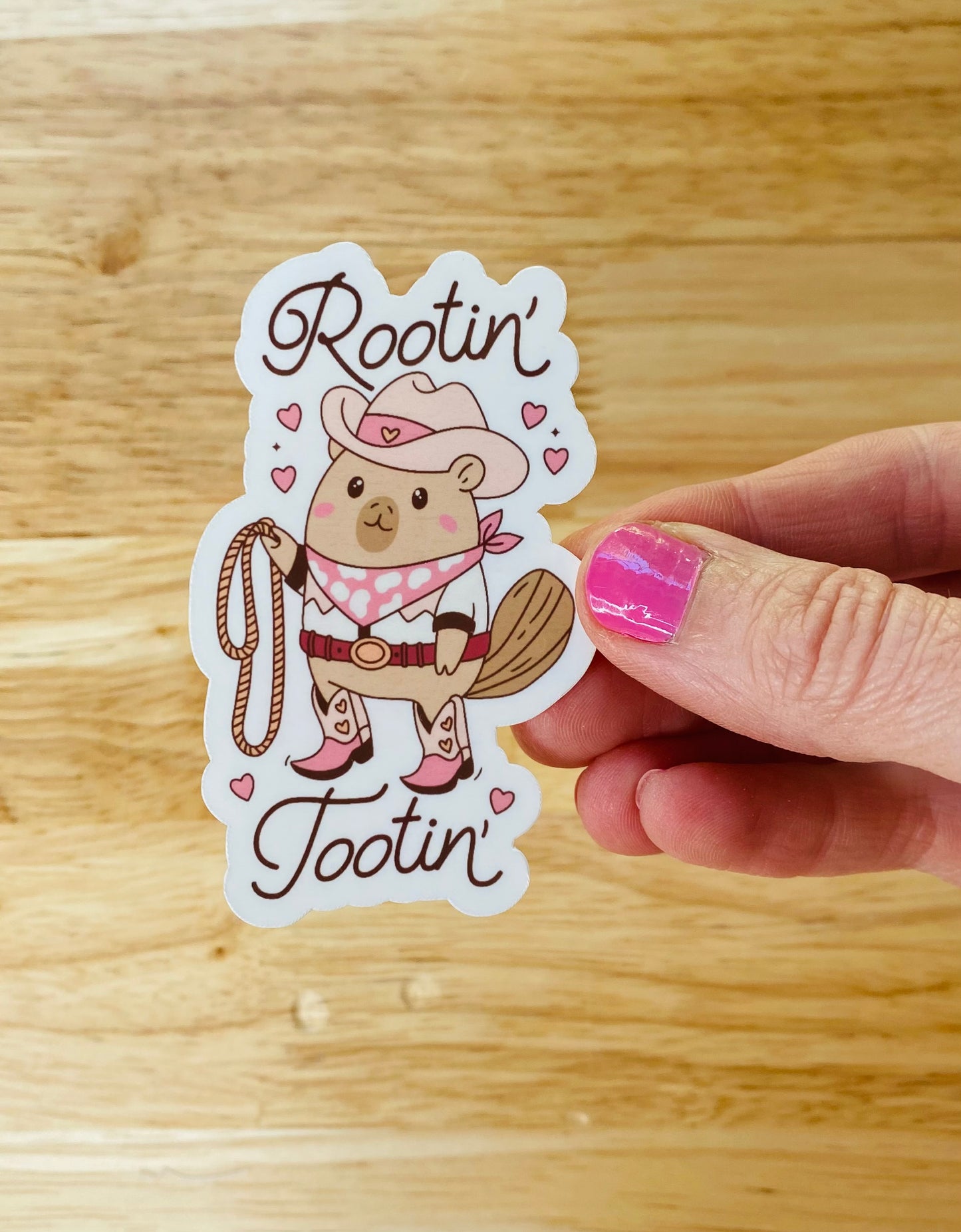 Rootin Tootin Capybara Sticker, Pink Cowgirl Southern Sticker