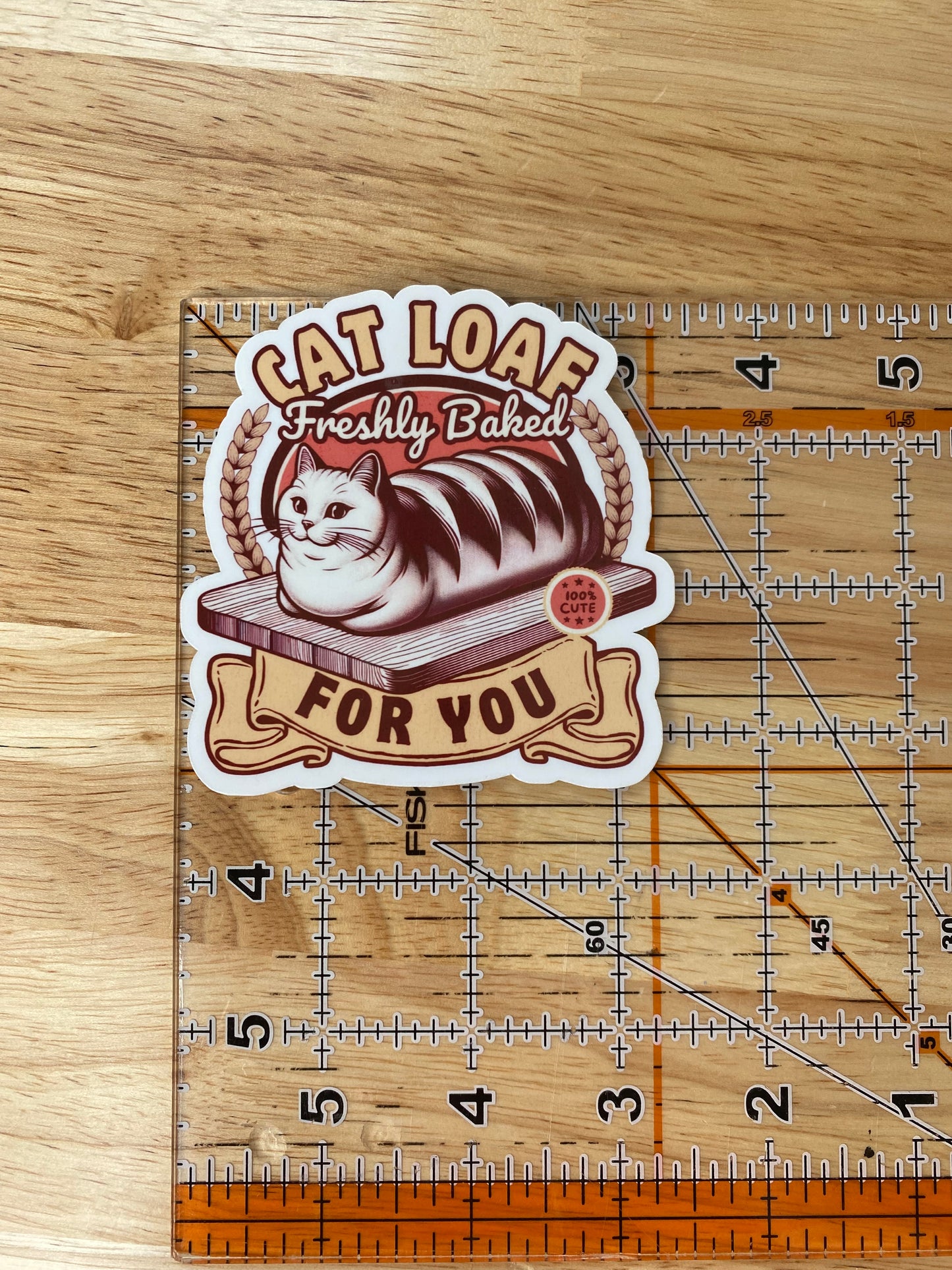 Freshly Baked Cat Loaf Sticker, Chubby Cat Stickers, Kitty Sticker