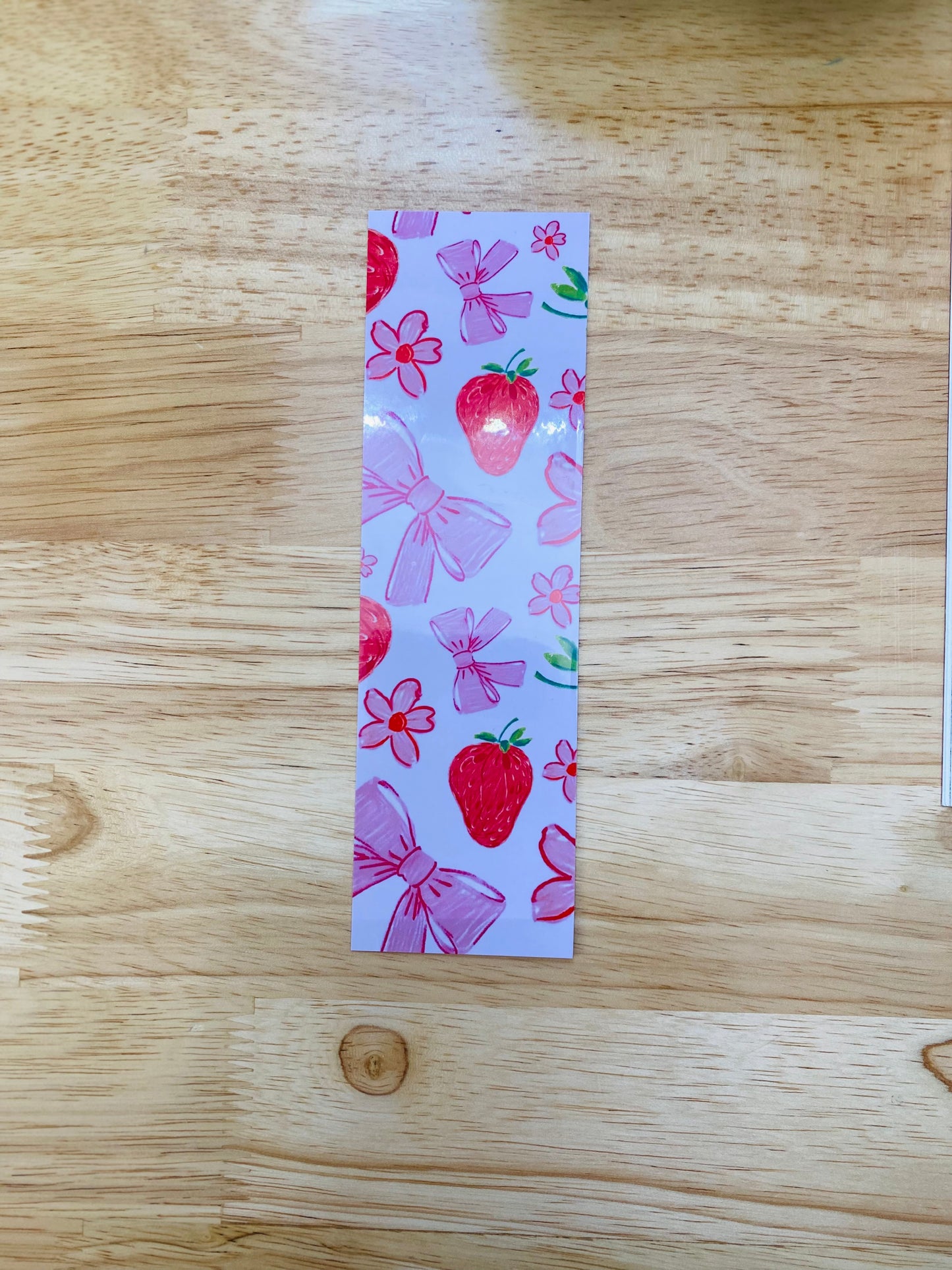 Pink Strawberries and Bows Bookmark, Coquette Bow Bookmark, Girlie Bookmarks