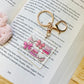 Pink Bows and Books Keychain, Acrylic Keychain with Rose Gold Clasp, Bookish Keychains