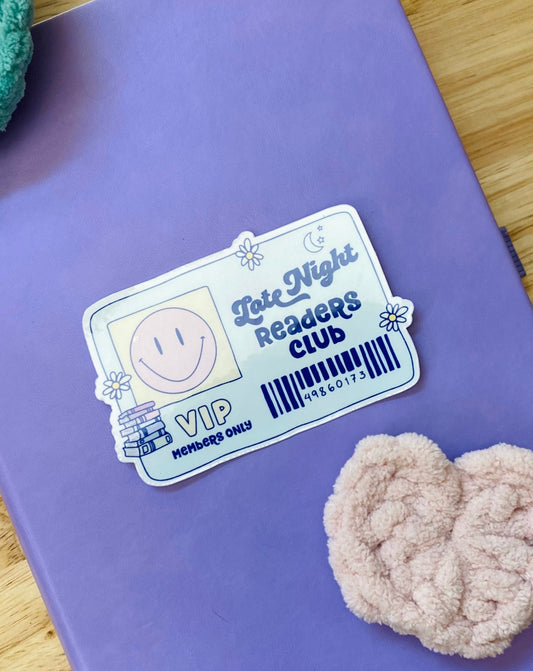 Late Night Readers Pass Sticker, Smiley Face Reading Sticker