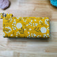 Mustard Floral Clutch Wallet with Keychain, Large Fabric Wallet with Compartments