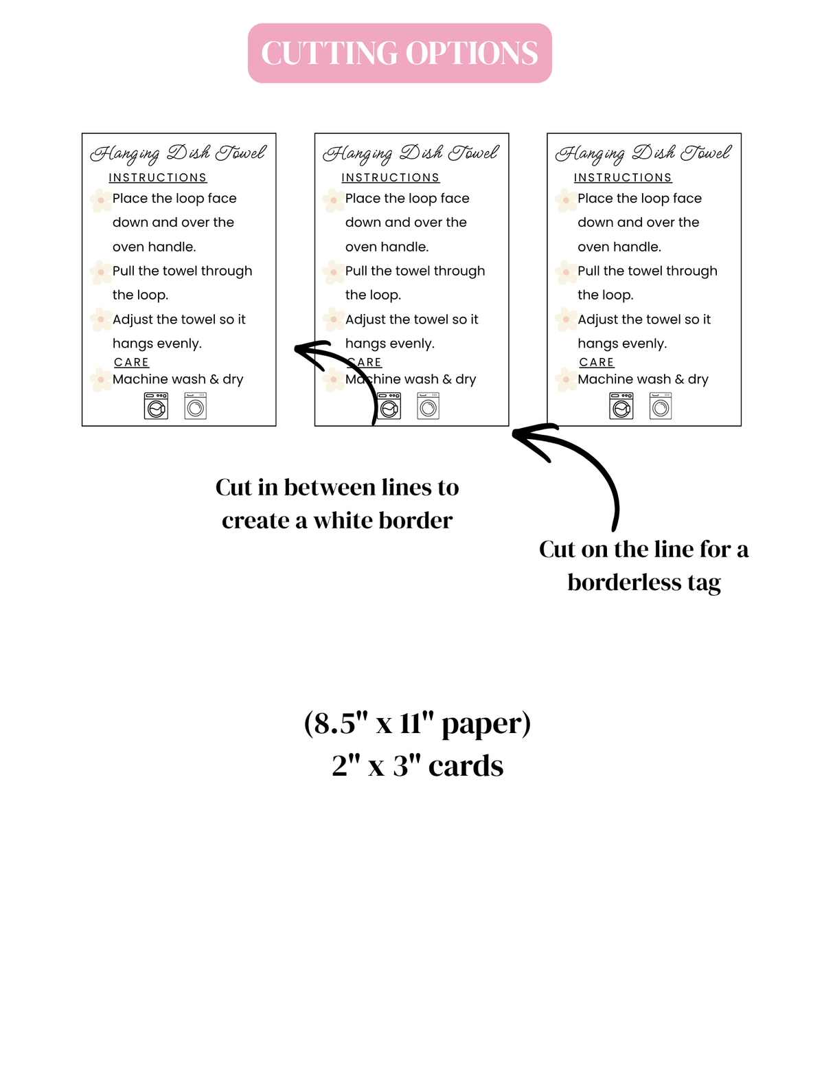 PDF DOWNLOAD Dish Towel Wrap Labels & Care Card | PRINTABLE LABELS
