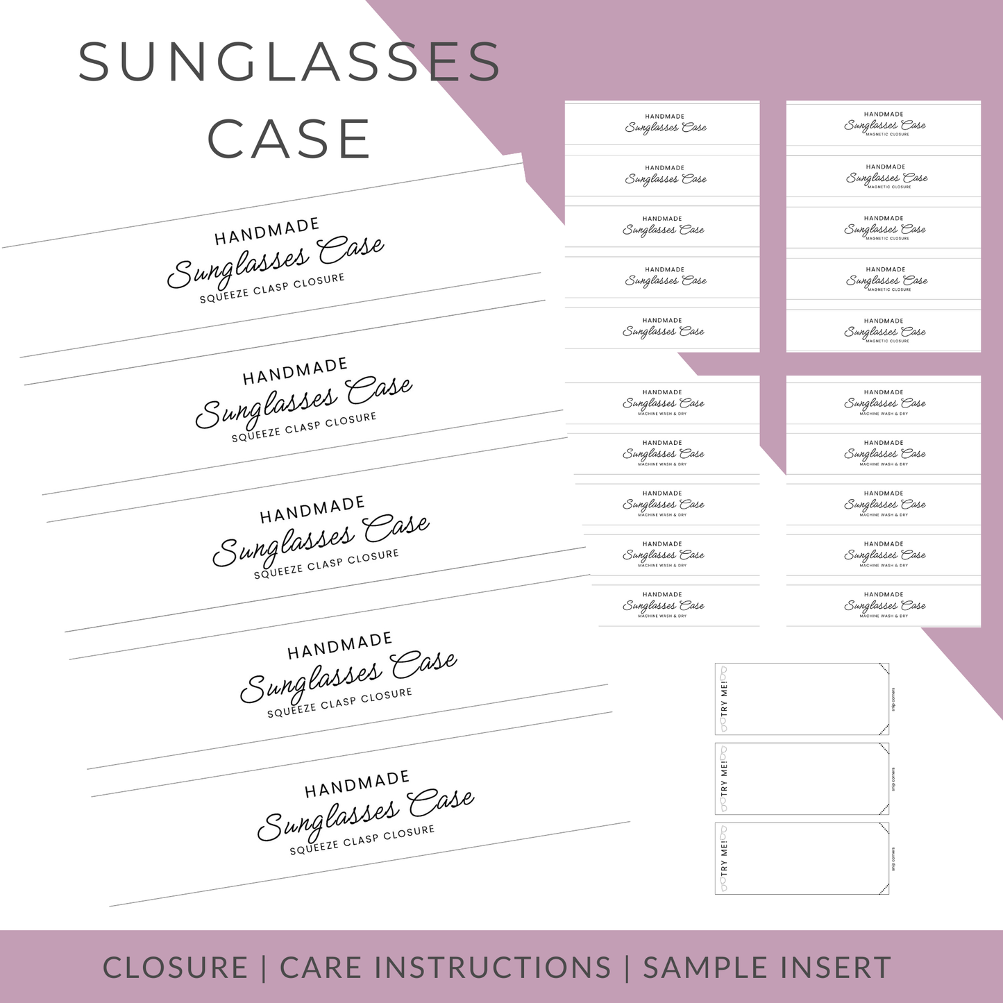 PRINTABLE Sunglasses & Eyeglasses Case Wrap Labels | Downloadable PDF