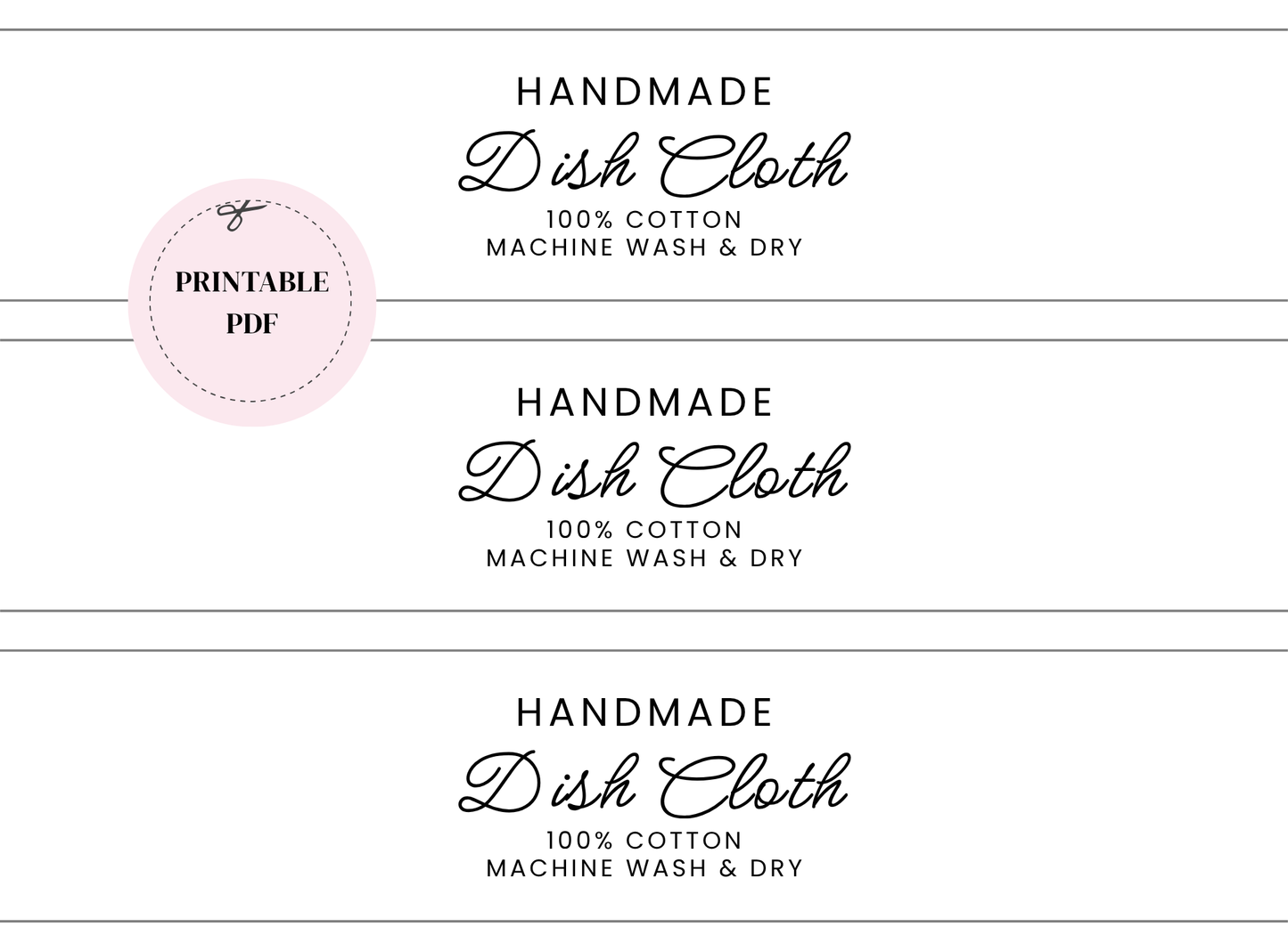 PRINTABLE Dish Cloth & Tea Towel Wrap Labels | Downloadable PDF