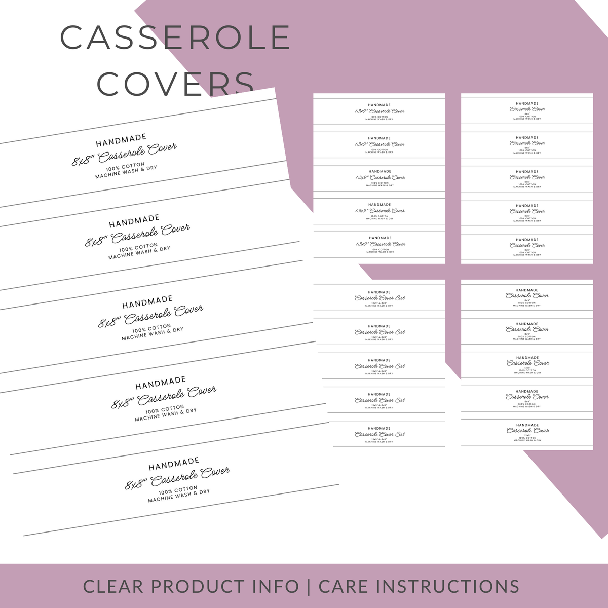EDITABLE Casserole Cover Wrap Labels | Custom Packaging