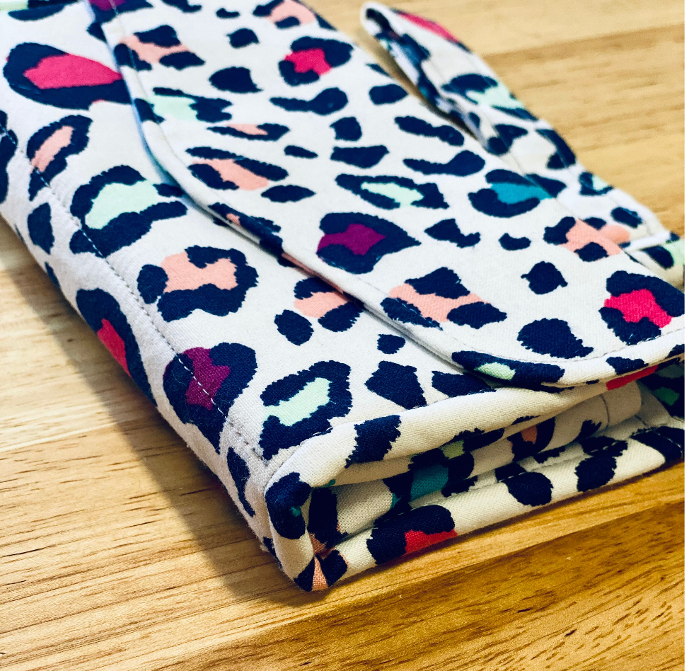 Neon Leopard Large Women's Fabric Wallet