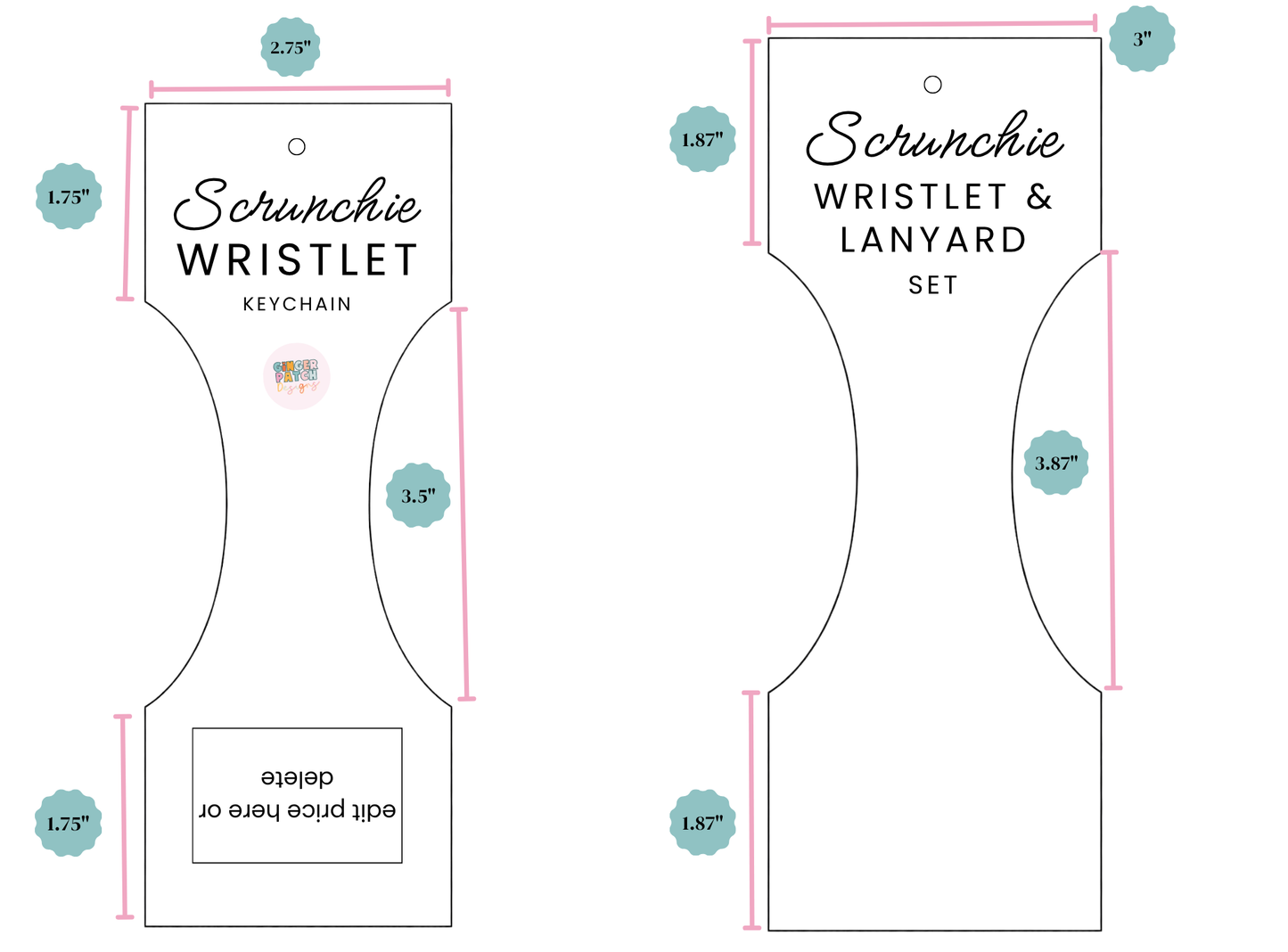3-in-1 EDITABLE BUNDLE | Scrunchie Wristlet & Lanyard Labels | Custom Hang Tag