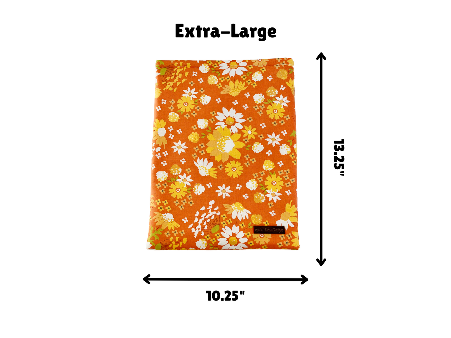 Orange Floral Laptop Sleeve, Extra Large Padded MacBook Cover, Oversized Book Sleeves