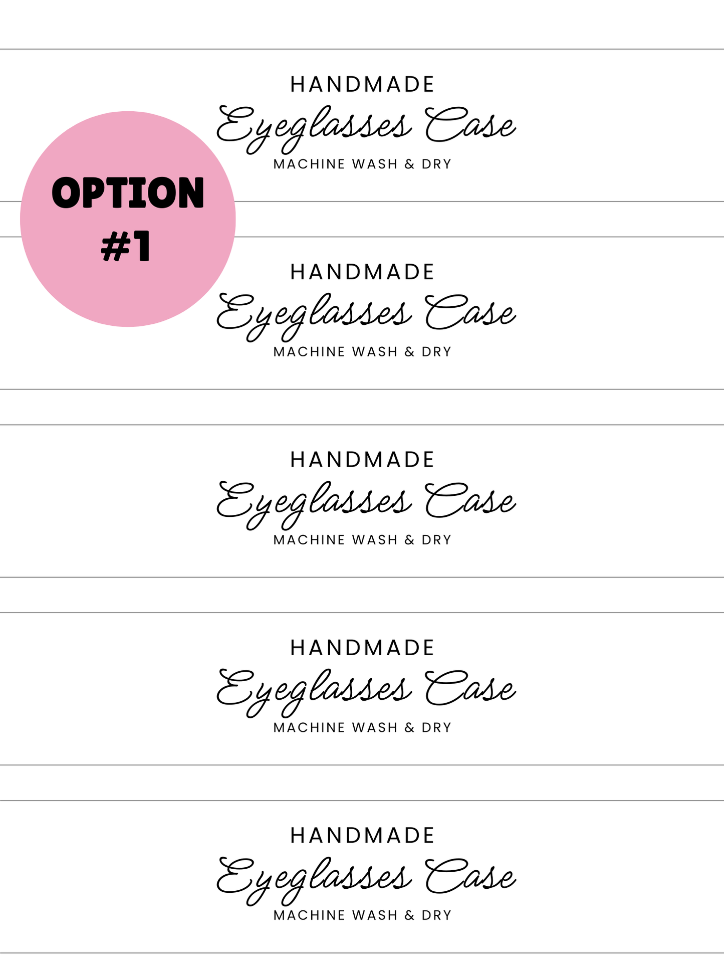 PRINTED LABELS Eyeglasses Case Wrap Labels