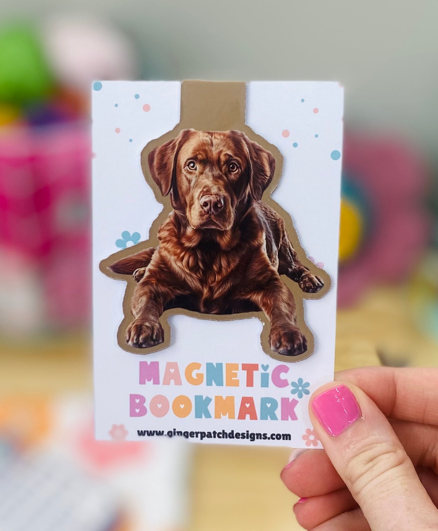 Chocolate Labrador Retriever Magnetic Bookmark, Chocolate Lab Bookmarks