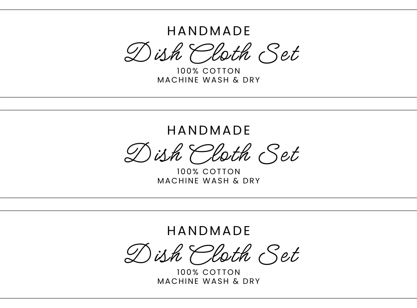 EDITABLE Dish Cloth Wrap Labels | Custom Packaging