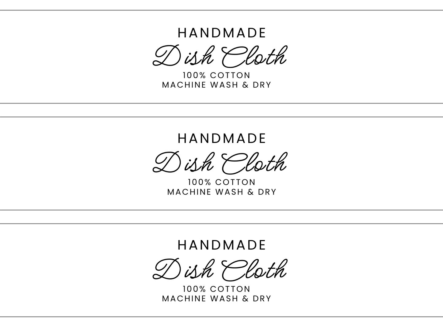 EDITABLE Dish Cloth Wrap Labels | Custom Packaging