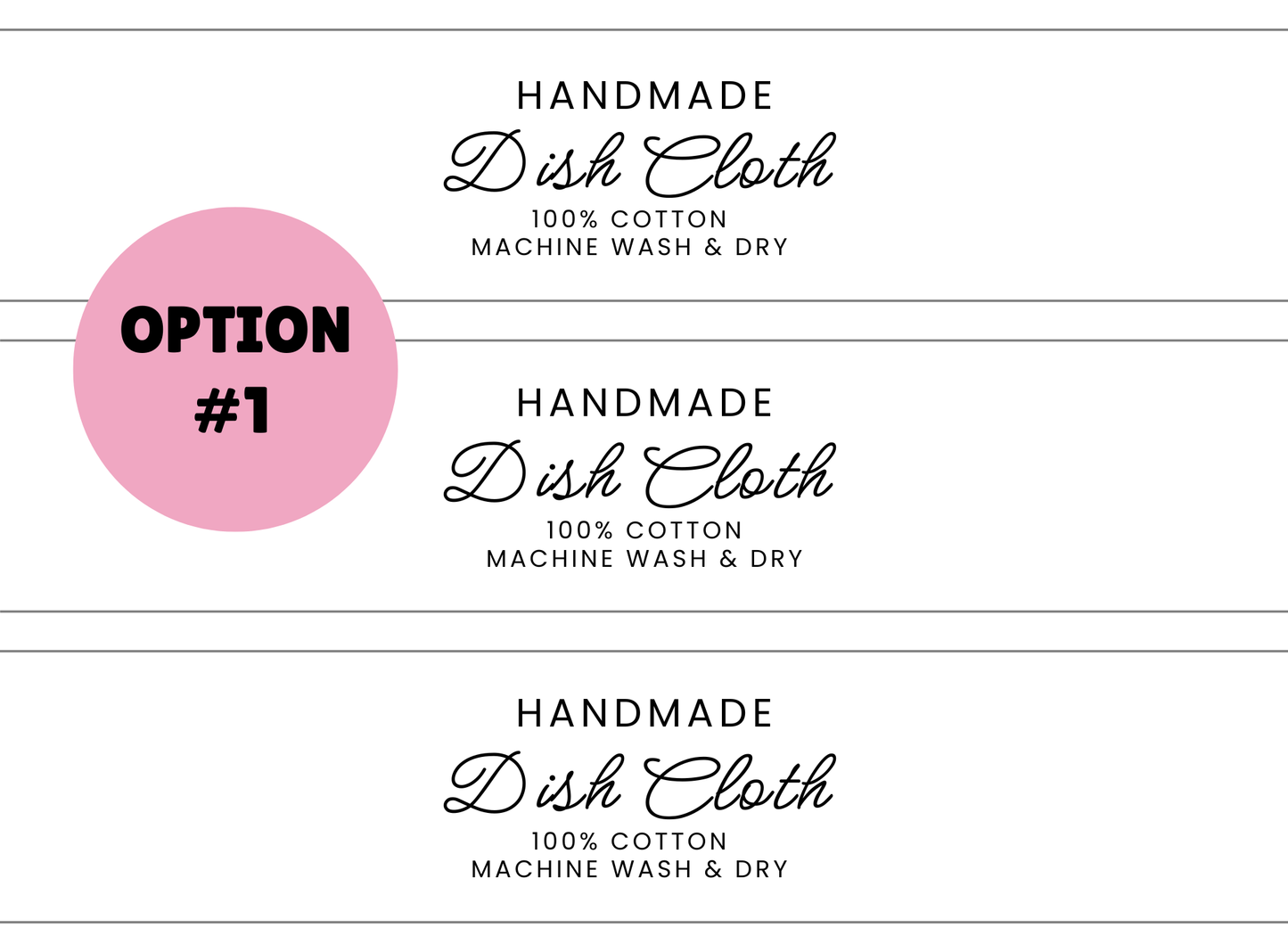 PRINTED LABELS Dish Cloth Wrap Labels