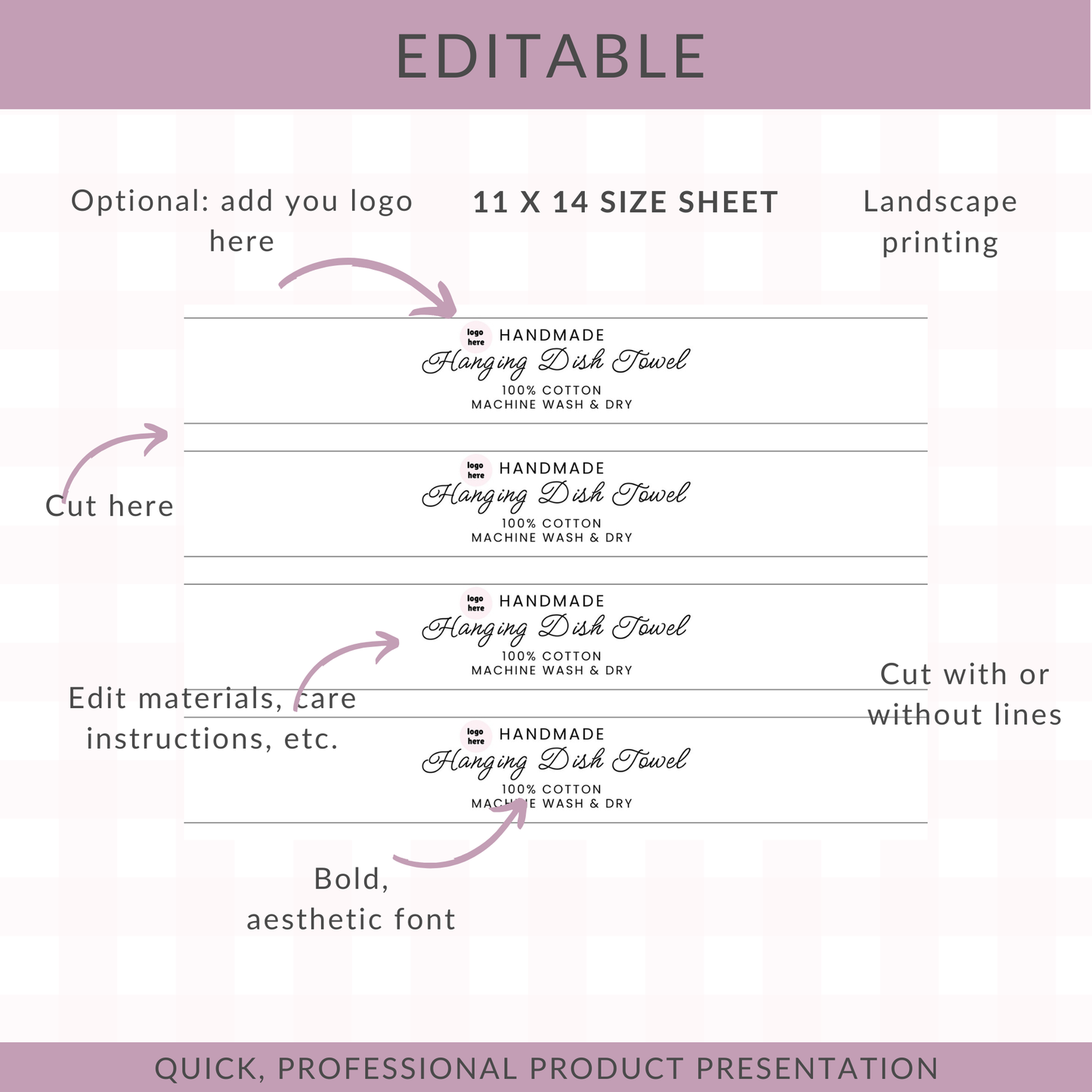 EDITABLE Dish Towel Wrap Labels | Custom Product Labels