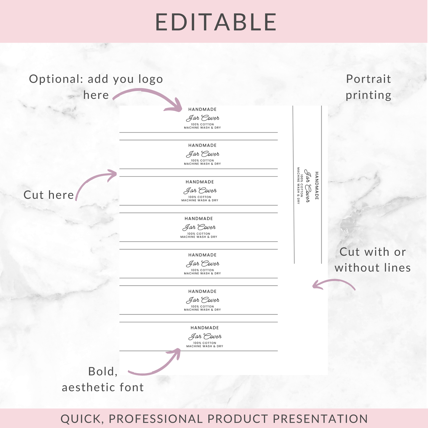 EDITABLE Jar Cover Wrap Labels | Custom Packaging