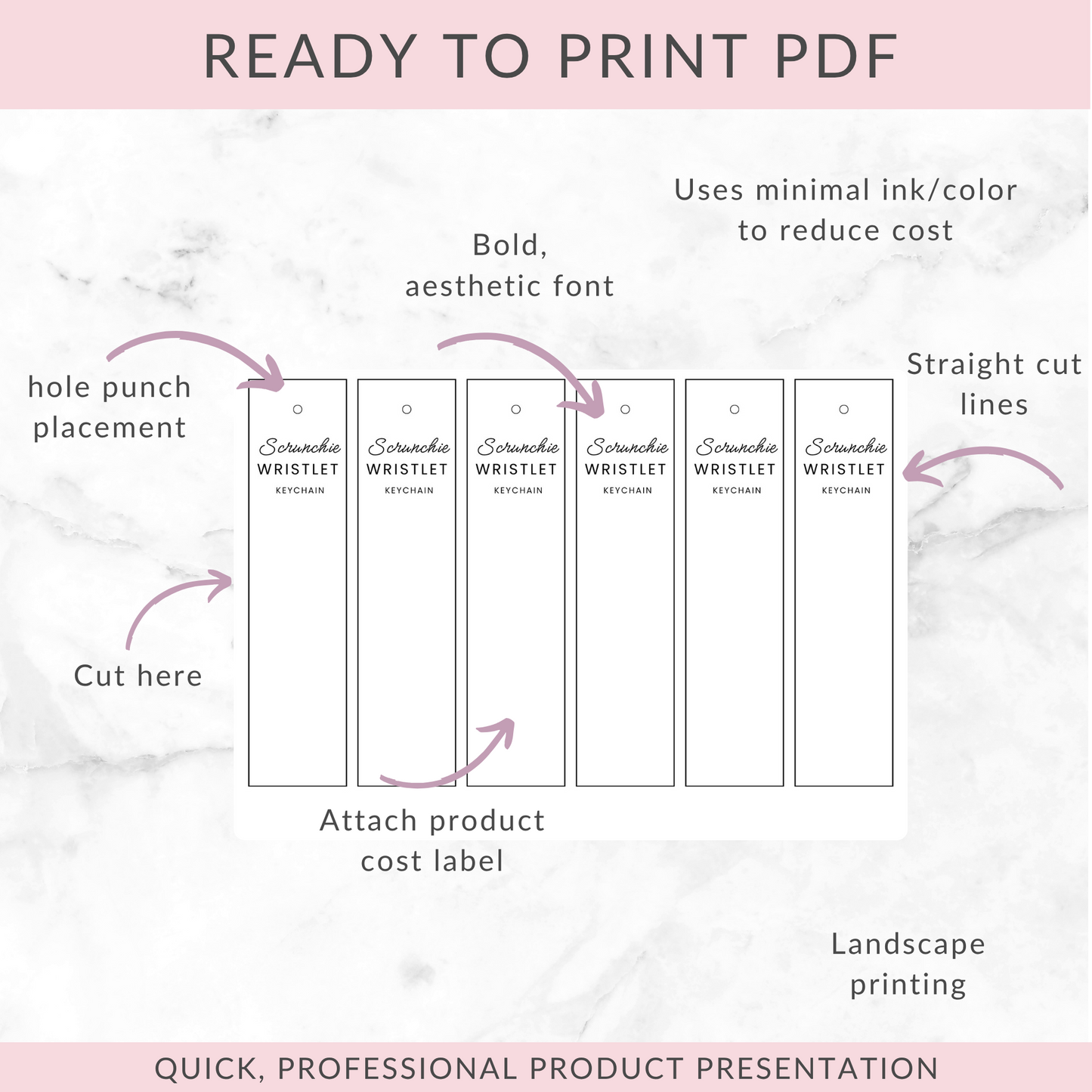 3-in 1 PRINTABLE BUNDLE | Scrunchie Wristlet & Lanyard Wrap Labels | Downloadable PDF