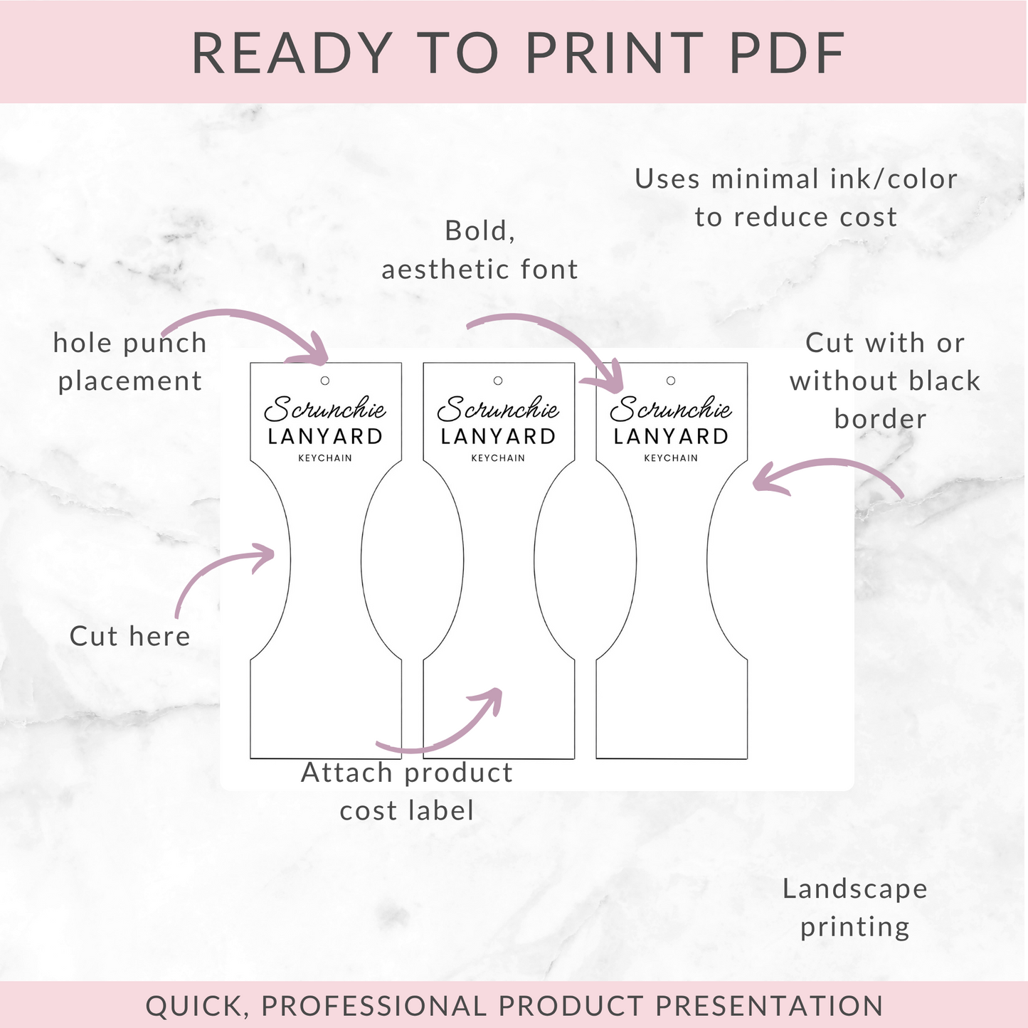 3-in 1 PRINTABLE BUNDLE | Scrunchie Wristlet & Lanyard Wrap Labels | Downloadable PDF