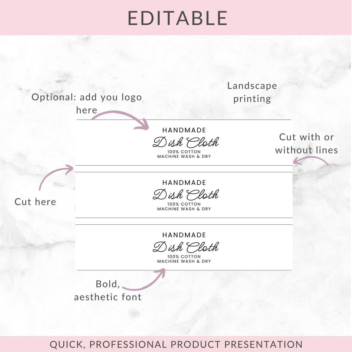 EDITABLE Dish Cloth Wrap Labels | Custom Packaging