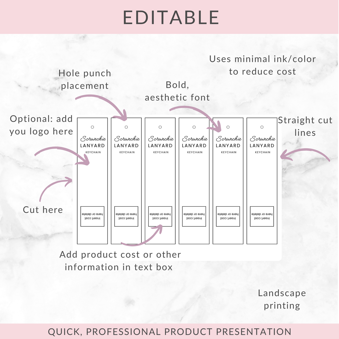 3-in-1 EDITABLE BUNDLE | Scrunchie Wristlet & Lanyard Labels | Custom Hang Tag