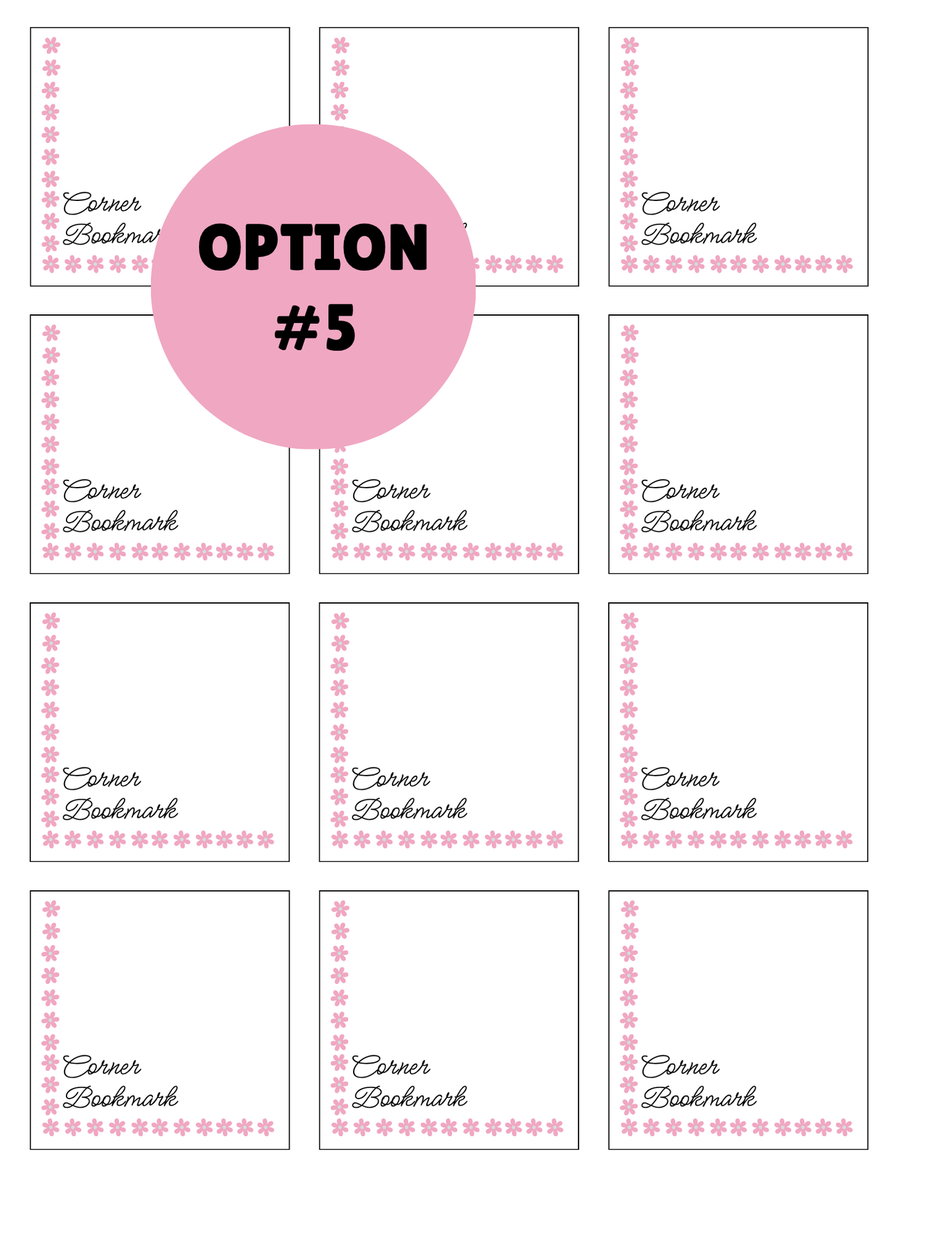 PRINTED LABELS Corner Bookmark Card Labels