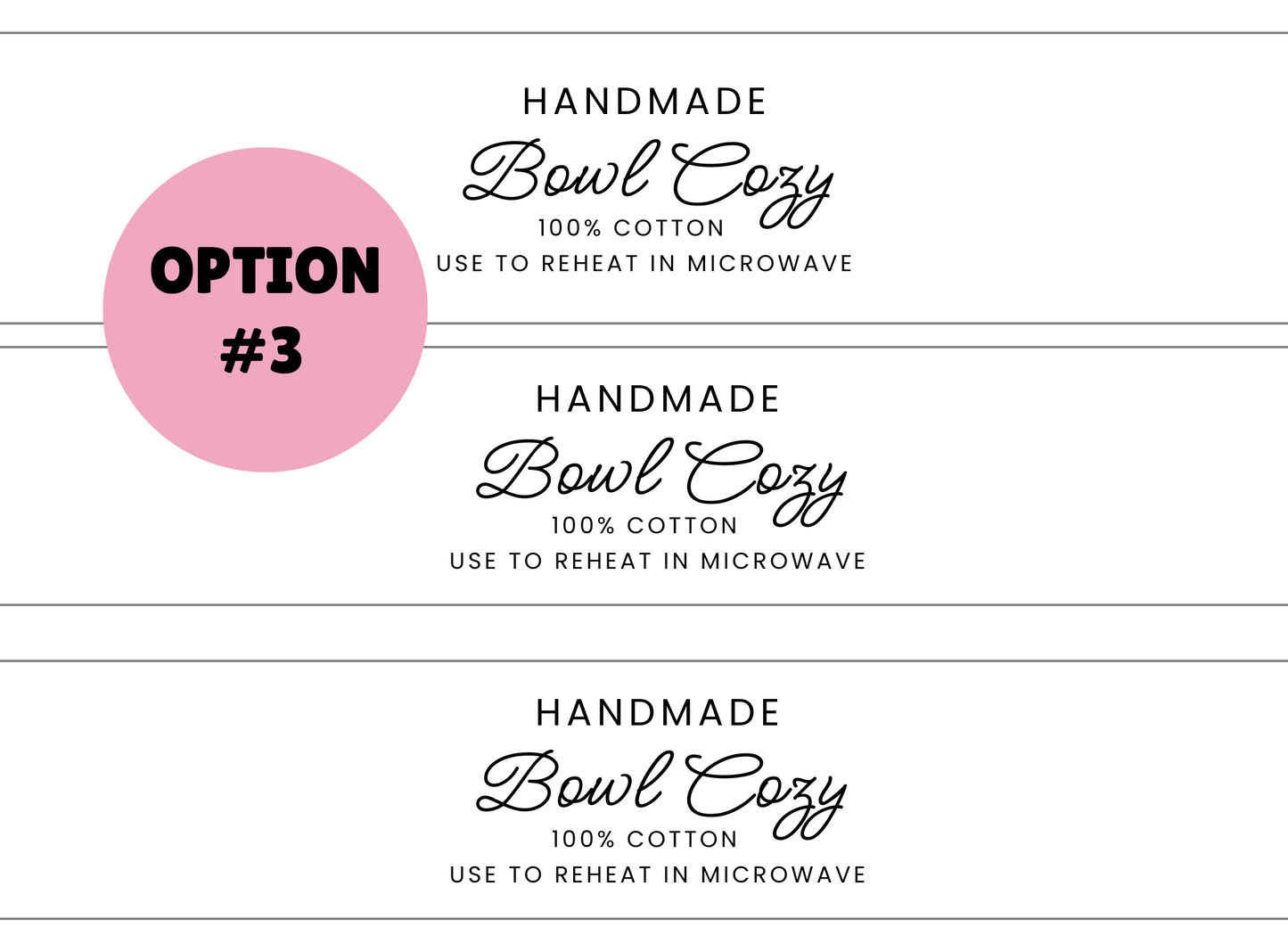 PRINTED LABELS Bowl Cozy Labels & Tags