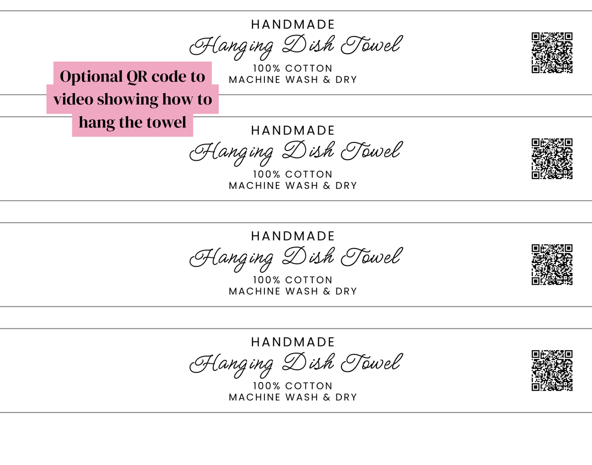 EDITABLE Dish Towel Wrap Labels | Custom Product Labels