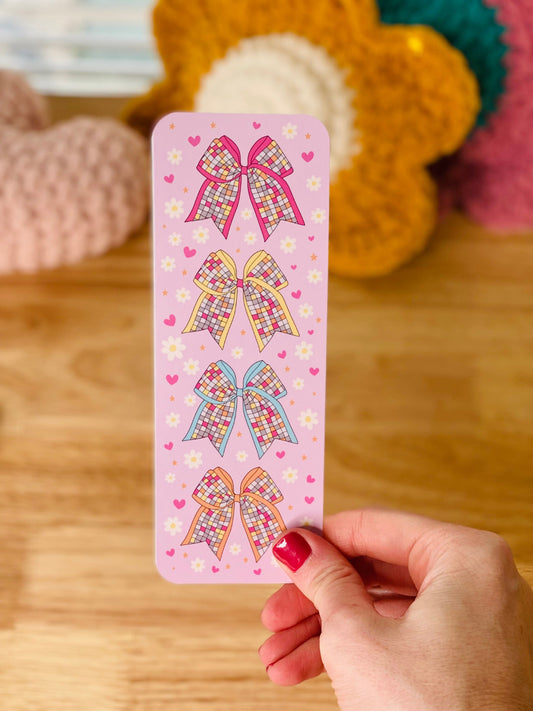 Pink Sparkle Bow Bookmark, Disco Bow Bookmarks, Retro Bow, Disco Vibes, Bookmarks for Girls, Girlie Girls, Bookmarks for Students