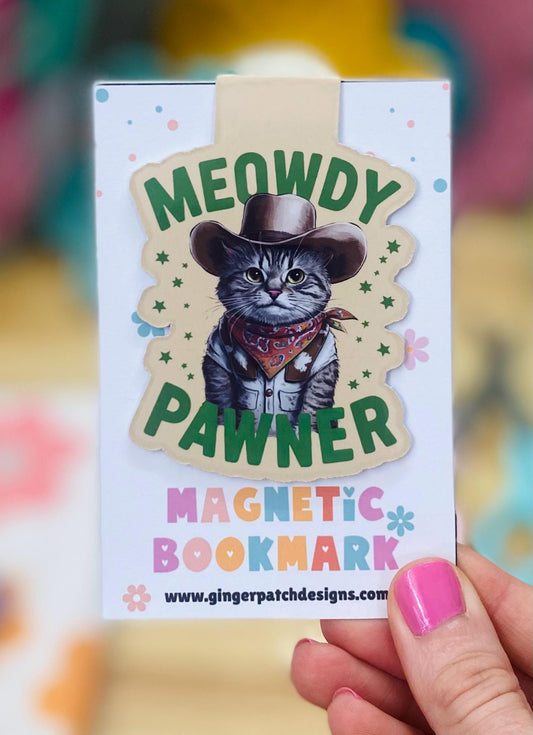 Cowboy Kitty Magnetic Bookmark, Meowdy Pawner Bookmark, Cowboy Cat, Cat Bookmarks