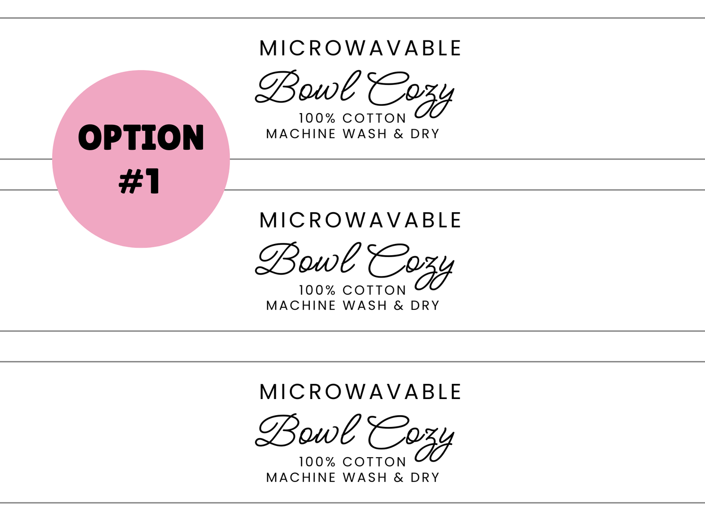 PRINTED LABELS Bowl Cozy Labels & Tags
