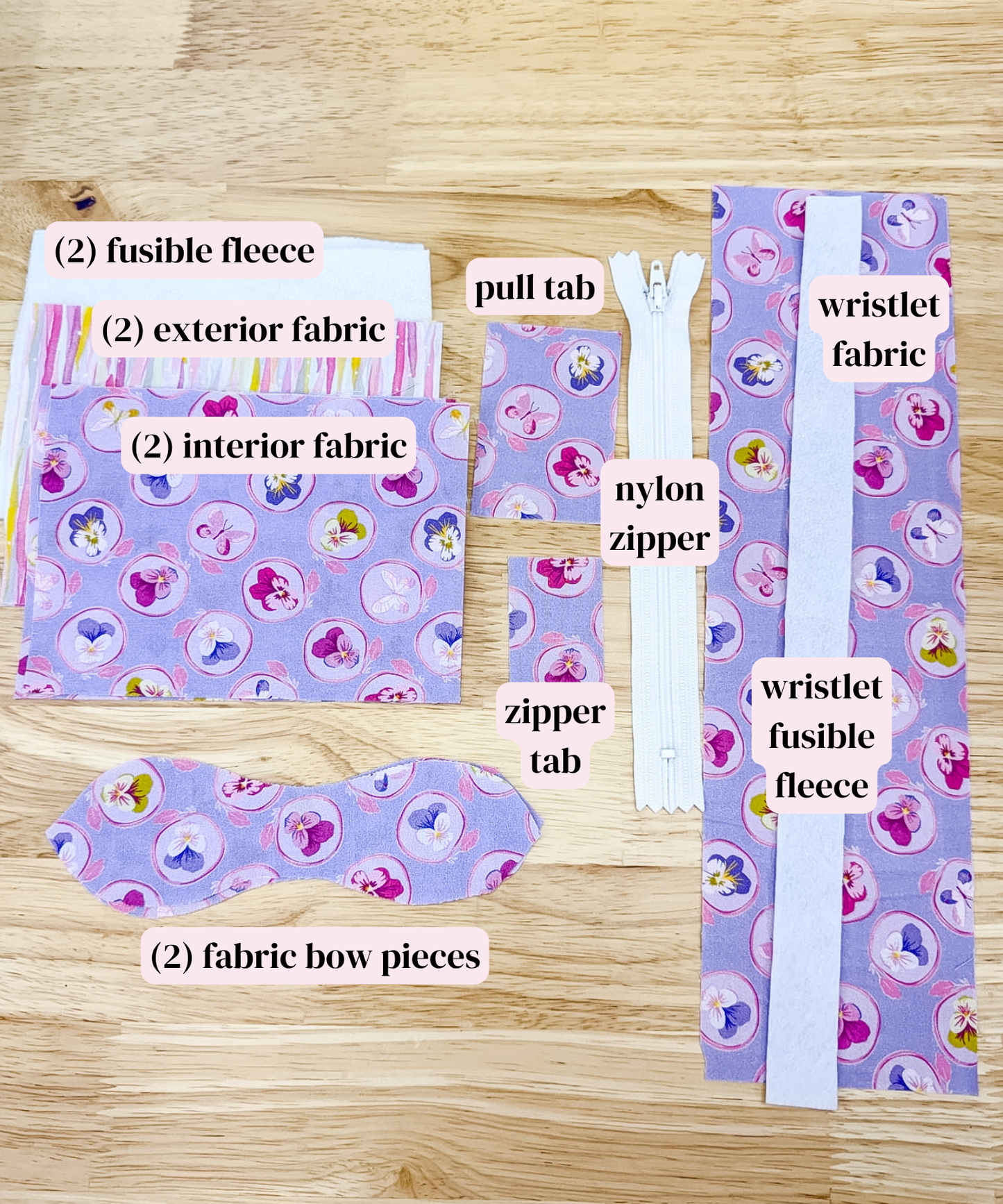 Ella Keychain Wallet Sewing Kit ~ Purple Butterfly ~PDF Pattern Digital Download & Video Tutorial