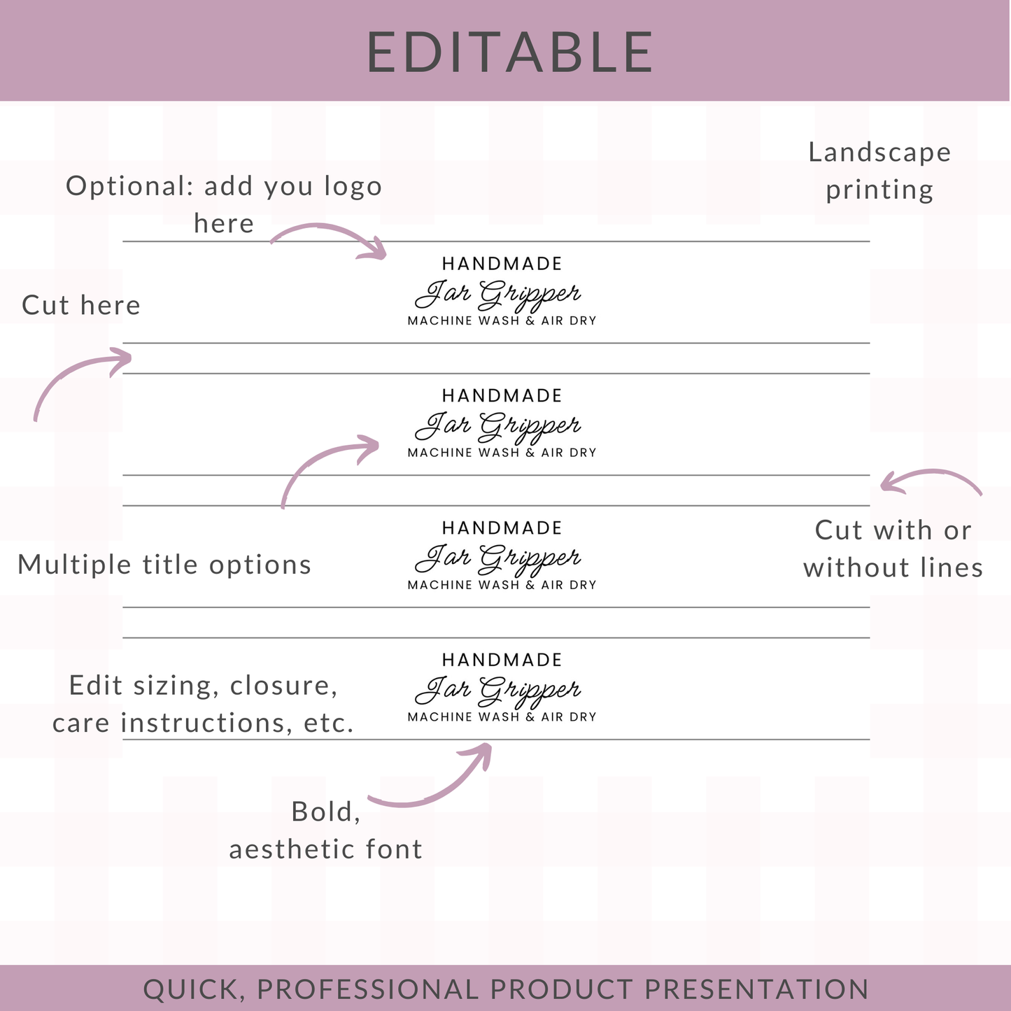 EDITABLE Jar Gripper Wrap Labels | Custom Packaging
