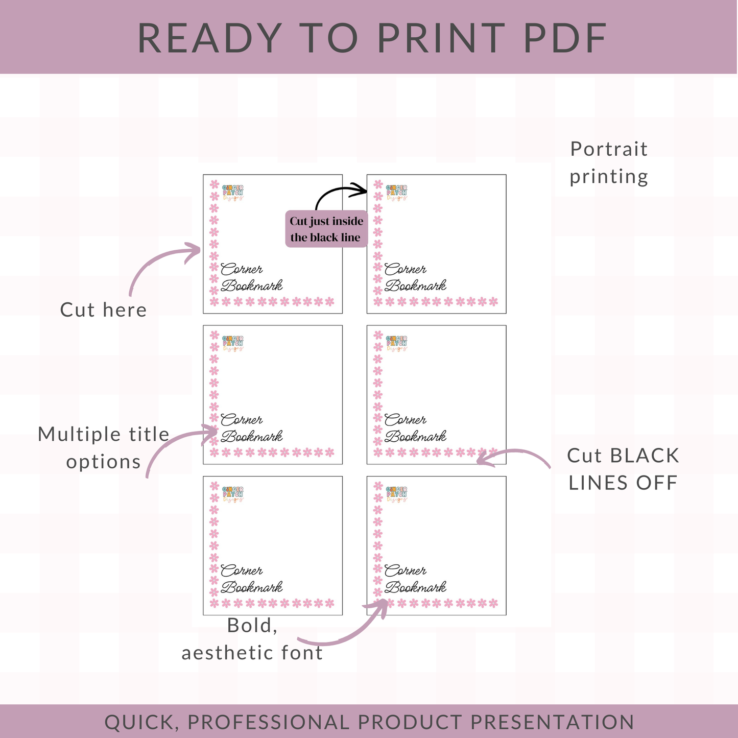 2-in-1 PDF DOWNLOAD Corner Bookmark Label Cards | PRINTABLE LABELS
