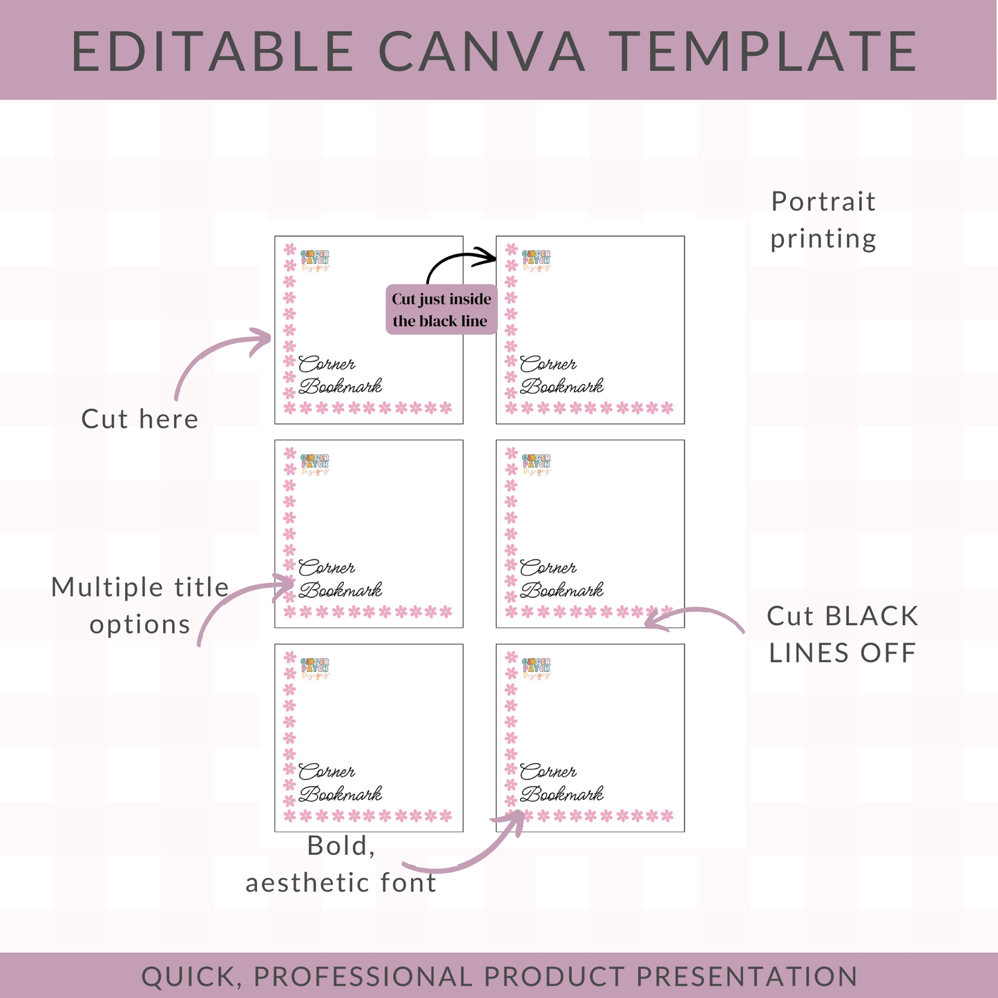EDITABLE 2-in-1 Bowl Corner Bookmark Card Labels | Custom Packaging