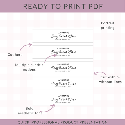 PRINTABLE Sunglasses & Eyeglasses Case Wrap Labels | Downloadable PDF