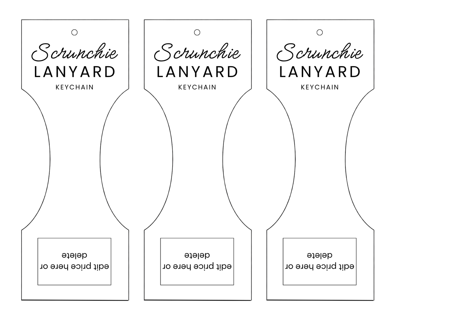 3-in-1 EDITABLE BUNDLE | Scrunchie Wristlet & Lanyard Labels | Custom Hang Tag