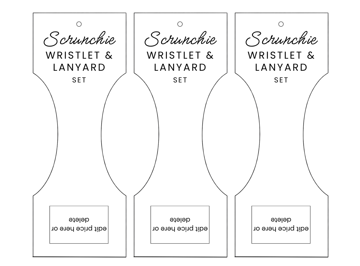 3-in-1 EDITABLE BUNDLE | Scrunchie Wristlet & Lanyard Labels | Custom Hang Tag