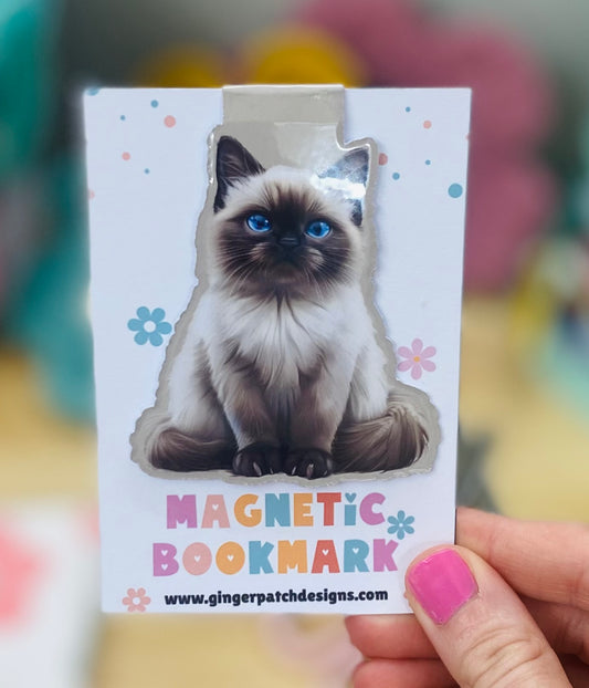 Siamese Cat Magnetic Bookmark, Chubby Cat Bookmarks