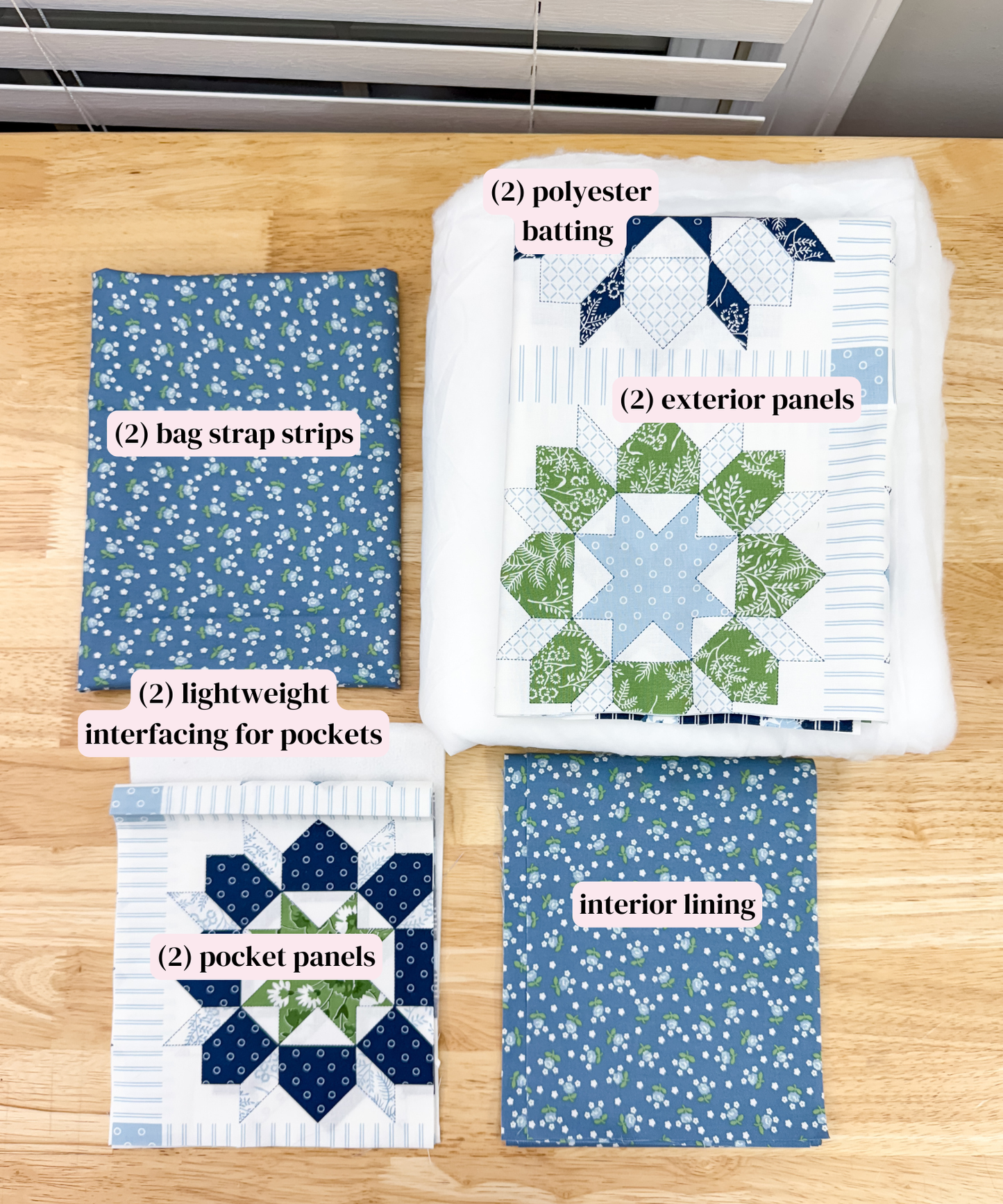 Charlotte Tote Bag Sewing Kit ~ Nantucket Summer LIGHT BLUE ~PDF Pattern Digital Download & Video Tutorial