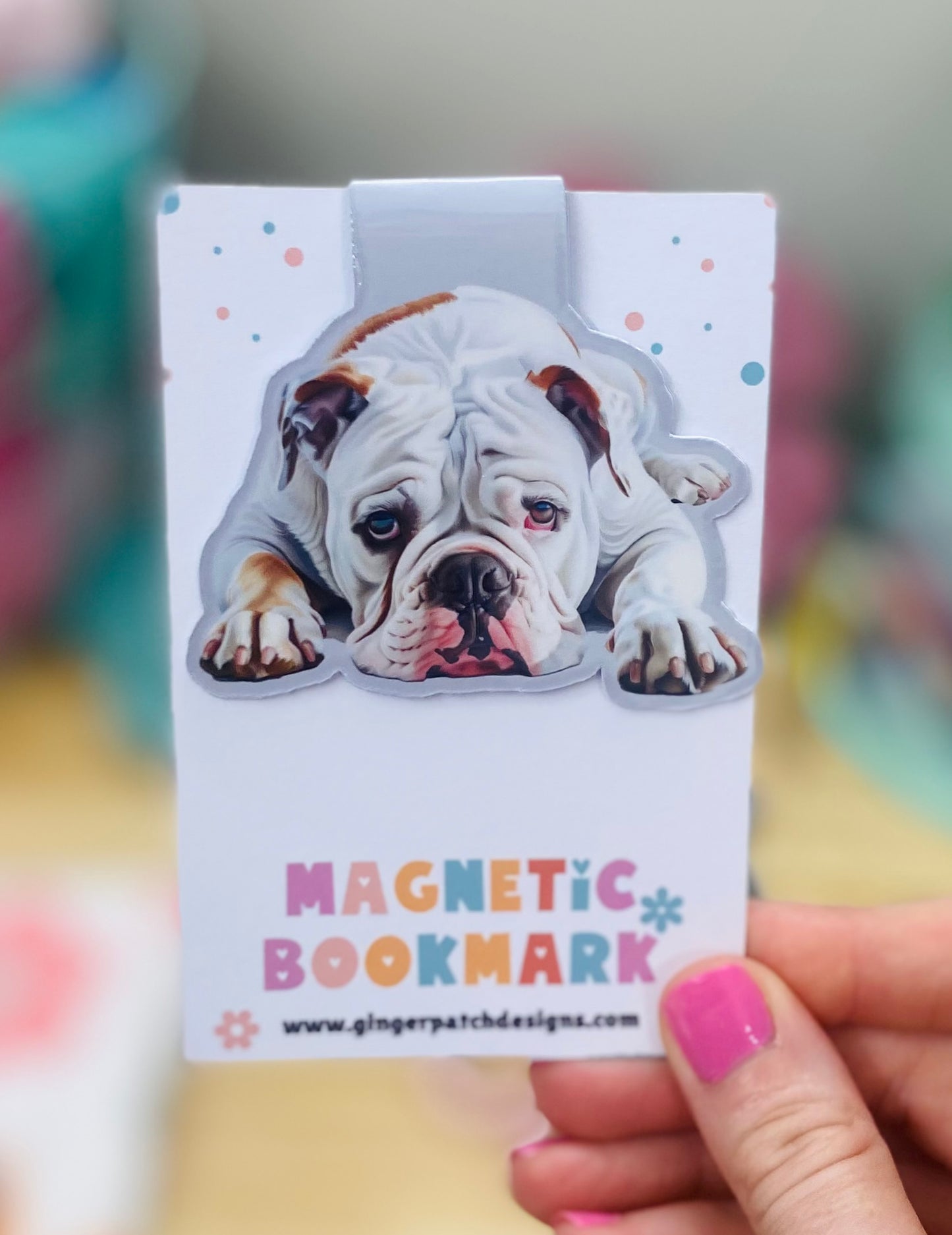 White English Bulldog Magnetic Bookmark